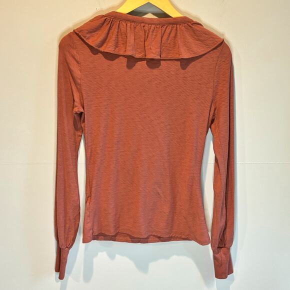 Nation LTD Lelita Dusty Pink Ruffle Front Long Sleeve Tee - size XS - Picture 5 of 7